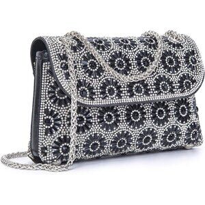 🆕Women's Black Crossbody Purses Crystal Bag Clutch Purse with Chain Handbags